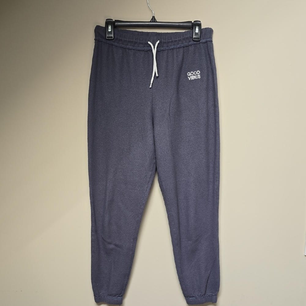 No Boundaries Gray Joggers with Good Vibes Print